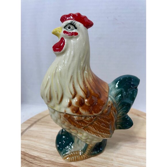 Rooster Chicken Hen Salt Shaker Container Open Storage Area - Picture 4 of 10